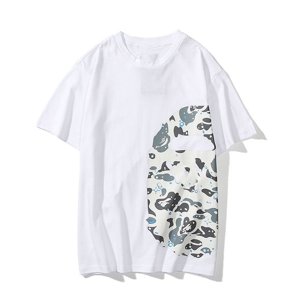 

2022 men t shirts mens designer t shirt shark womens head tshirt camouflage glow pure cotton t-shirt luminous cartoon printing anti-pilling, Black