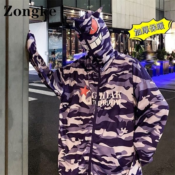 

men's hoodies sweatshirts zongke kawaii zip up harajuku hoodie men clothing korean fashion camouflage sweatshirts men hoodie 5xl spring, Black