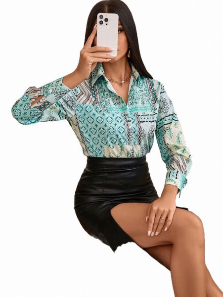 

women's blouses & shirts random floral print button up shirt m3g6#, White