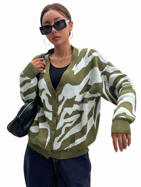 

women's sweaters dazy graphic pattern drop shoulder cardigan z19k#, White;black