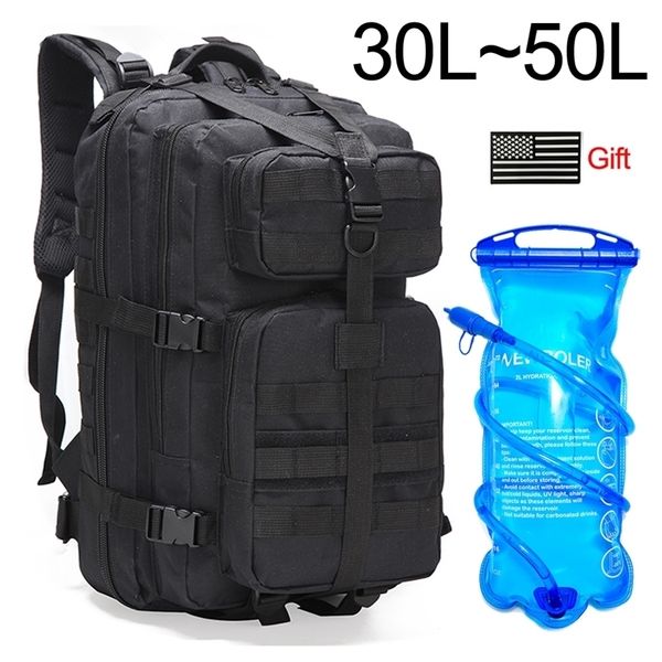 

outdoor bags 30l40l50l large capacity men army military tactical backpack 3p edc molle waterproof bug rucksack hiking camping hunting 220905