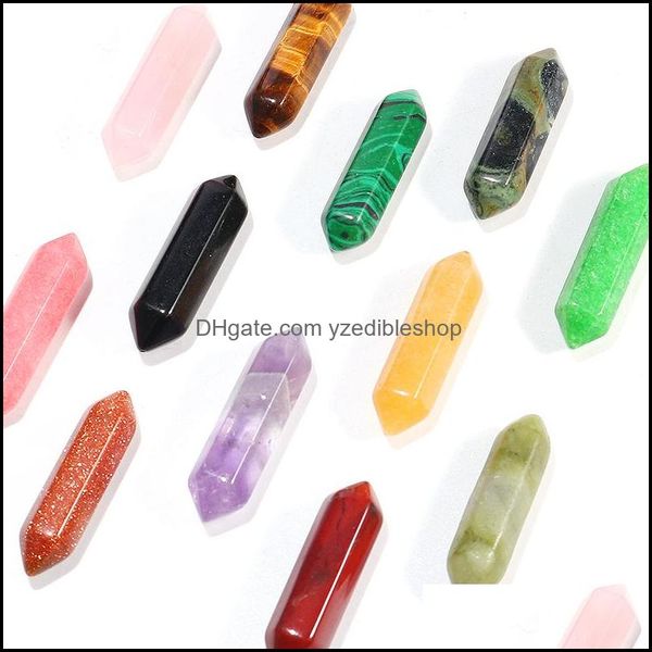 

stone customized hexagonal natural quartz gemstone crystal stone crystals pendant love healing two-headed gemstones drop dhseller2010 dhig0, Black