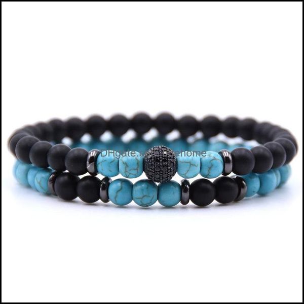 

beaded strands 10pc/set men women zircon 6mm beads bracelet fashion trend beaded jewelry designs mens natural drop deliv dhseller2010 dhf3t, Black