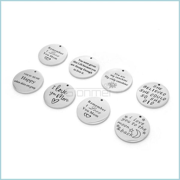 

charms 316l stainless steel round shape charm for bangle bracelet necklace color not fade sier plating 25mm j bdejewelry dhgcn, Bronze;silver