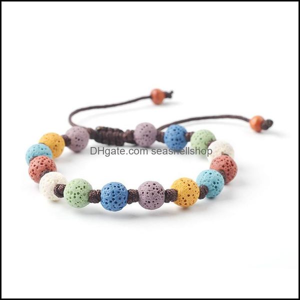

beaded strands assorted handmade lava stone beads strand bracelet friendship bracelets adjustable rope essential oil di dhseller2010 dhguc, Black