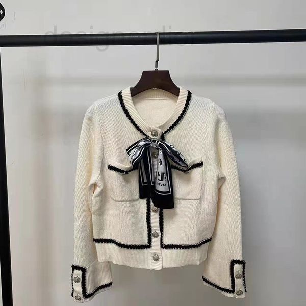 

women's sweaters designer fadan 2022 spring and summer new round neck bow temperament short knitted cardigan coat oms8, White;black