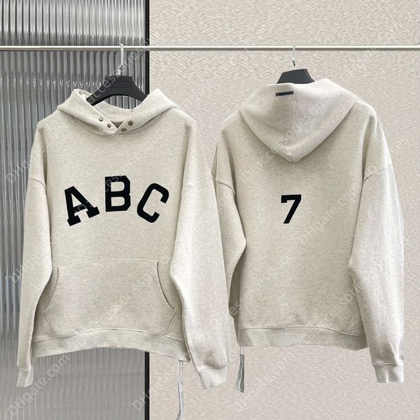 

hoodies fg season 7 flocked abc essential oversized sweatshirts fashion men's and women's hoodie casual wear, Black