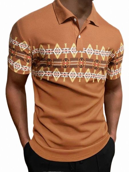 

men's polos men geo print polo shirt 2022 new u2x0#, White;black