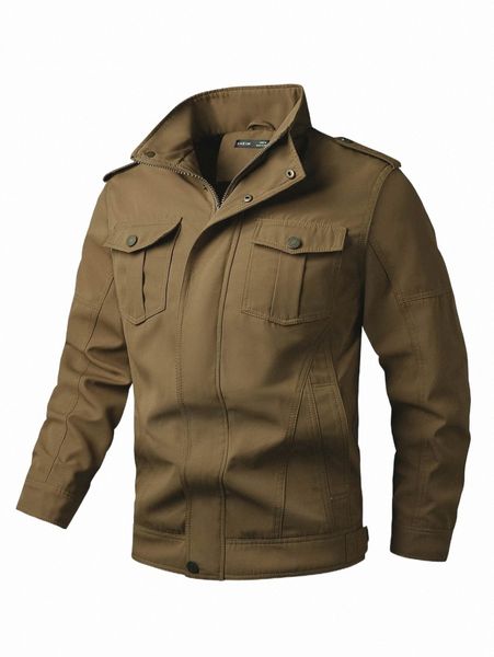 

men's jackets men flap pocket zip up coat 2022 new o06p#, Black;brown