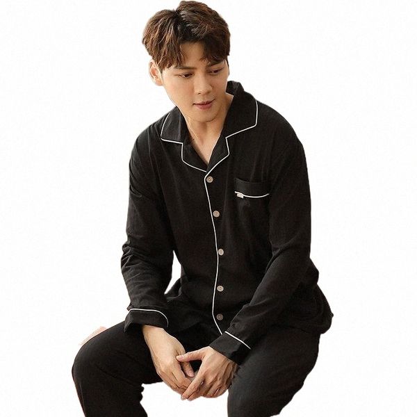 

men's sleepwear men's sleepwear loose simple pajamas sets 2pcs spring autumn men cardigan nightwear male home clothing full sleeve, Black;brown