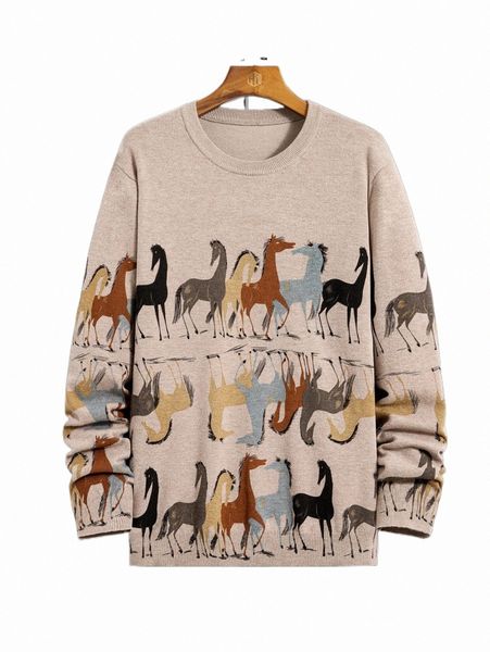 

men's sweaters men animal pattern sweater 2022 new b38y#, White;black