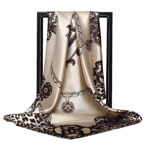 

2020 silk scarf women hijab fashion designer soft kerchief 90 90cm square shawls and wraps satin headscarf dl091292v, Blue;gray