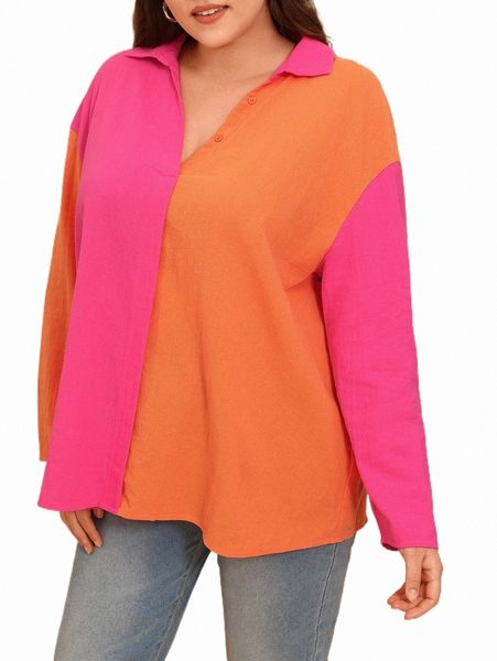 

plus size t-shirt emery rose plus two tone drop shoulder blouse n1cm#, Black