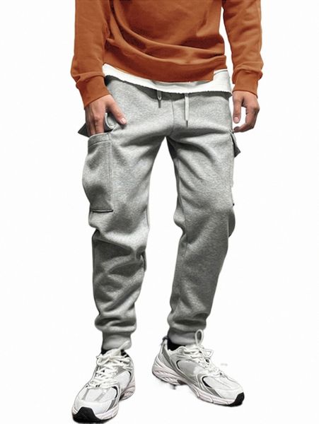 

men's pants men flap pocket side drawstring waist sweatpants x4kk#, Black