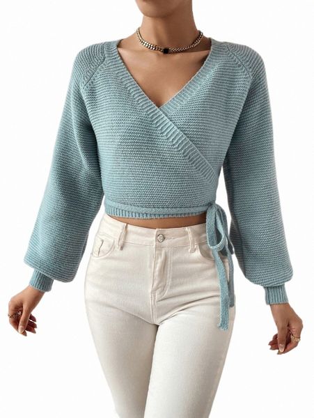 

women's sweaters lantern sleeve wrap knot side crop cardigan r2dp#, White;black