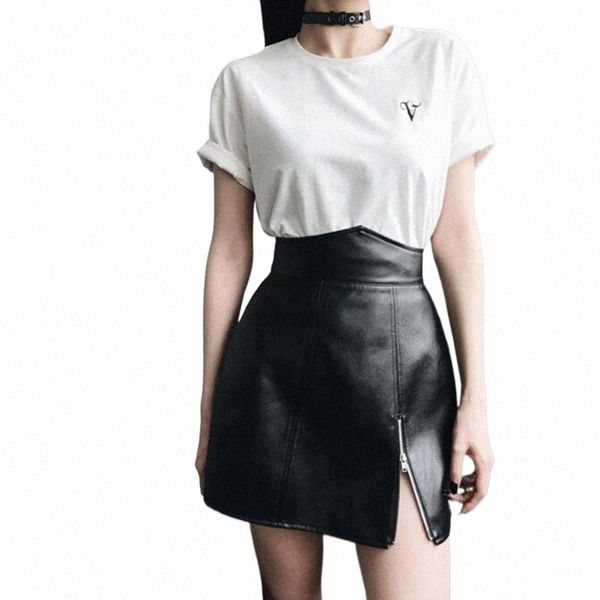 

skirts skirts black pu leather skirt 2022 spring autumn gothic style women jupe femme faux saia for ladies a line short mini c4lm#