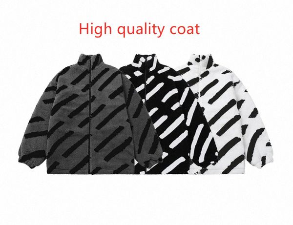 

men's jackets designer men thich jackets classic letter logo padded loose wool lamb jacket long sleeve casual coats winter fashion wome, Black;brown