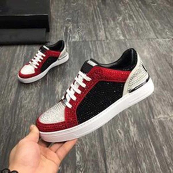 

fashion luxury men leather lace up platform oversized sole sneakers white casual shoes rdxx001 philipps pleins gpl, Black