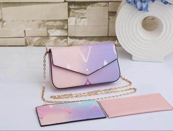 

lvvl bag handbags sunrise pastel 3pcs set pochette totes bag colorful women designer shoulder handbag purse on the go spring in the city col