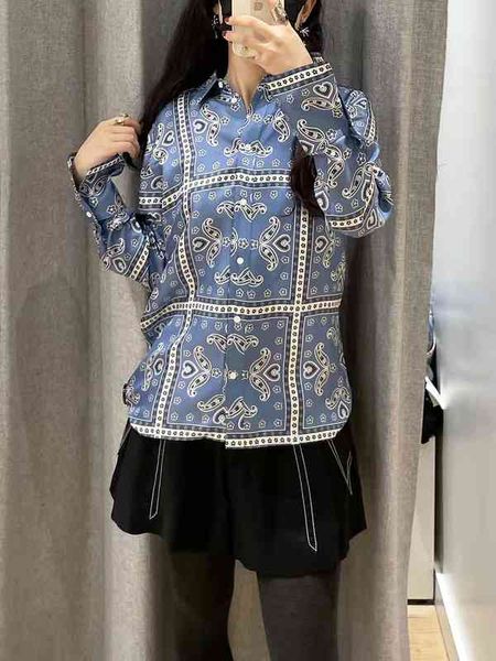 

women's blouses shirts fadan s family's printed lapel single breasted cardigan in spring and summer simple shirt, White