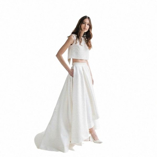 

skirts skirts elegant white high low bridal with pockets waist floor length pleated maxi long skirt for wedding party custom made y9vn#, Black
