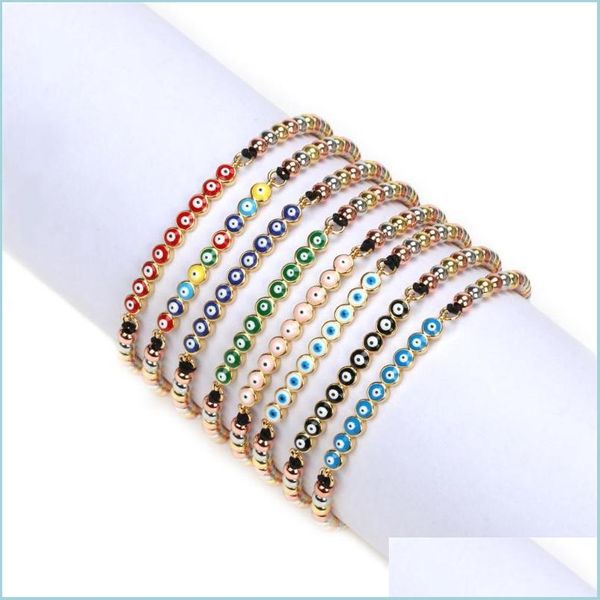 

charm bracelets charm bracelets 6pcs dainty gold plated rainbow enamel mini eyes adjustable chain slide bracelet jewelrycharm drop de dhwos, Golden;silver