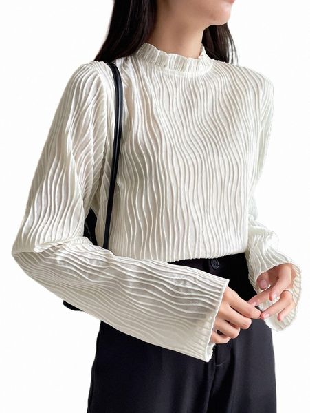 

women's t-shirt dazy frill neck keyhole back tee o0qe#, White