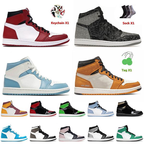 

2022 arrival mens basketball shoes 1 1s jumpman mid university blue reverse mocha low fragment carbon fiber denim bubble gum trainers j1 sne
