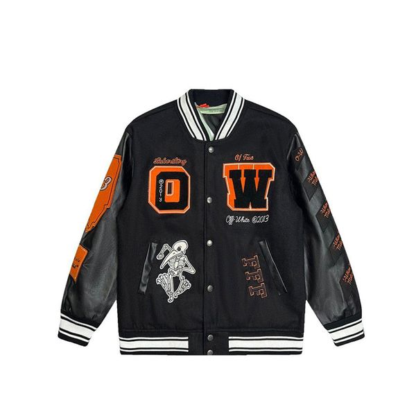 

2022 spring and autumn leather style jacket baseball uniform bomber jacket for women fashion retro clothes streetwear oversized coat skull b, Black;brown