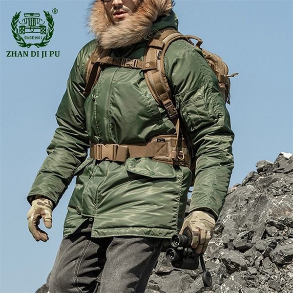 

men's down parkas 20 degree n3b winter puffer jackets men thick warm long coats male military fur collar multipockets mens parka eu siz, Black