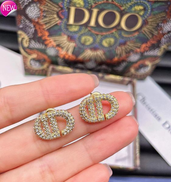 

luxury brand design earrings d family letter cd earrings 925 silver needle female jewelry anti allergy high version net red, Golden;silver