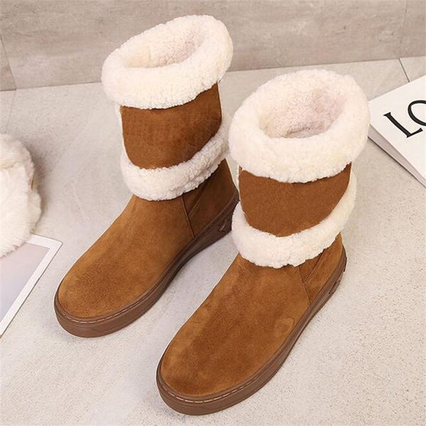

2022 women designe boots winter snow boots suede real fur slides leather waterproof winter warm knee high boot brand fashion luxury designer, Black