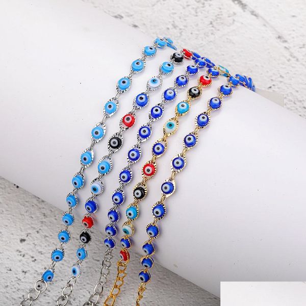 

link chain 1 pc fashion copper link bracelets gold blue red evil eye enamel bead bracelet for women lucky tur mjfashion dhbgh, Black