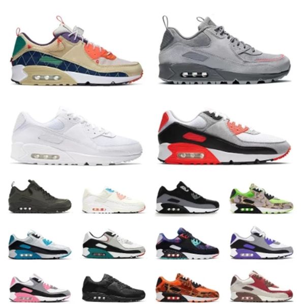 

2022 new mens women max 90 runnings shoes airmaxs essential parra punch airs classic maxes 90s cushion casual olive volt sports sneakers eur, Black