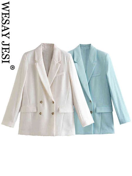 

suit wesay jesi solid white and blue fashion commuter blazer simple button suit, White;black