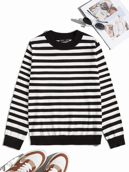 

men's sweaters men striped pattern sweater 2022 new l9mi#, White;black
