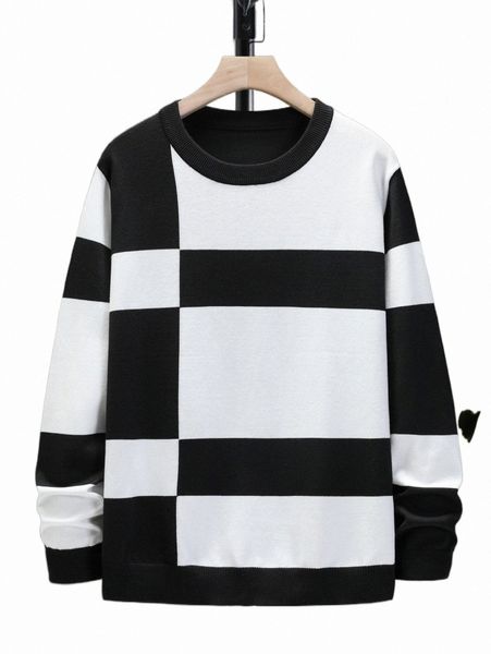 

men's sweaters men color-block sweater 2022 new h2mw#, White;black