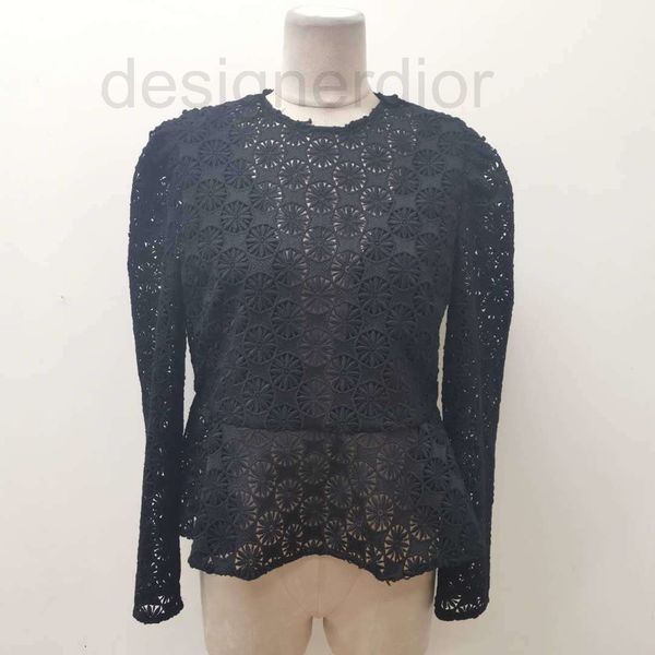 

women's t-shirt designer fadan autumn winter round neck long sleeve temperament waist cut lace v8ep, White