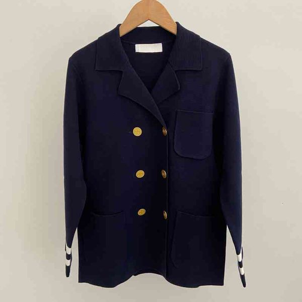 

women's knits tees fadan va's korean version knitted small suit coat women's two bar double breasted british style coat, White