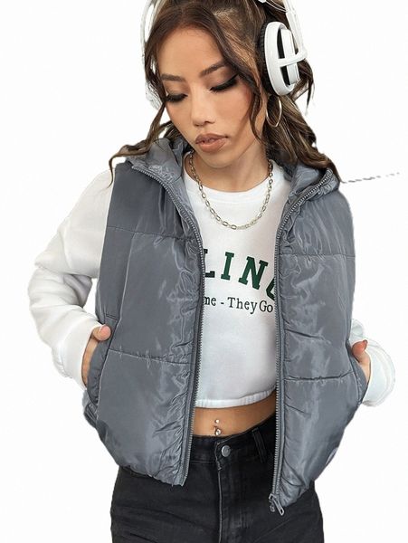 

women's down & parkas zip hooded vest puffer coat x6zt#, Black