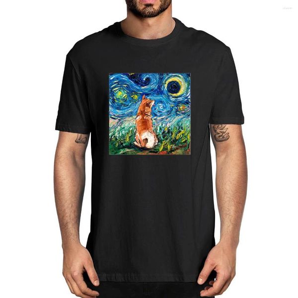 

men's t shirts cotton japanese shiba inu dog night ukiyoe print summer men's novelty t-shirt women casual streetwear harajuku tee, White;black