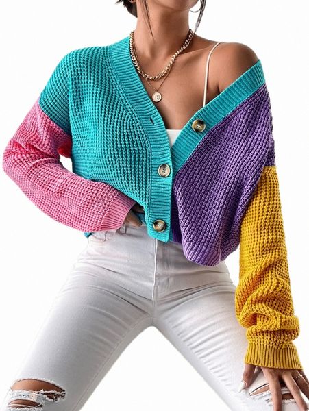 

women's sweaters color block drop shoulder cardigan l1oz#, White;black