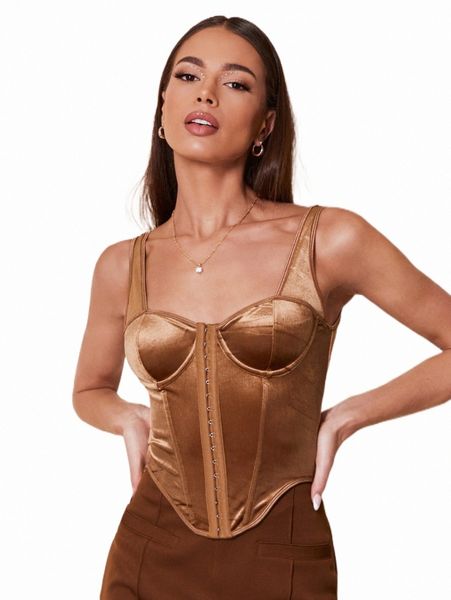 

women's tanks & camis bae hook and eye front satin bustier cami k9j9#, White