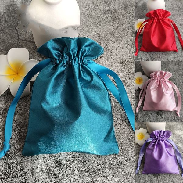 

10pcs plain chinese silk satin jewelry pouch drawstring spices gift packaging bags sachet beads bracelet storage bag with lined 4.72x6.3 inc, Pink;blue