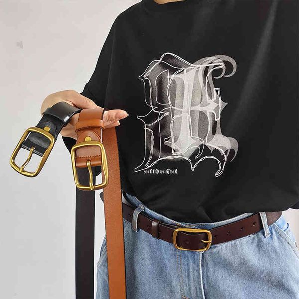 

belts men's needle buckle leather belt black wide and jeans are fashionable versatile youth 424a, Black;brown