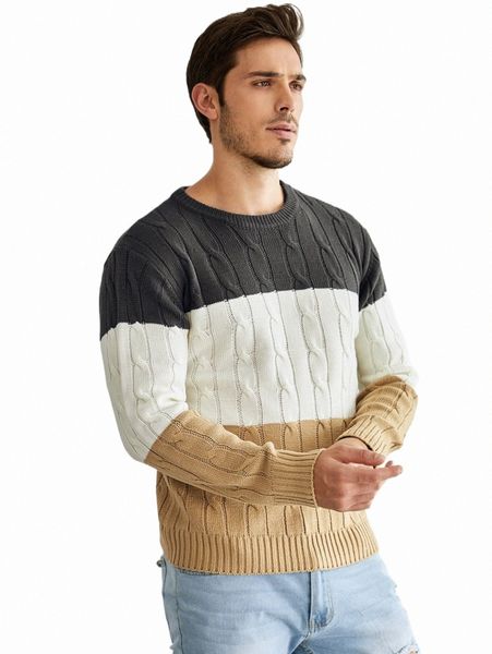 

men's sweaters men color block cable knit sweater a7mt#, White;black