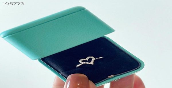 

luxury brand designer s925 sterling silver full crystal ring hollow heart c