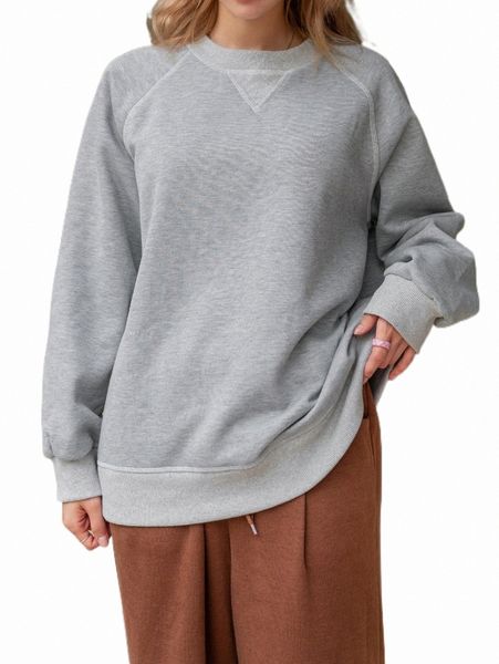 

women's hoodies & sweatshirts dazy solid raglan sleeve sweatshirt v23u#, Black