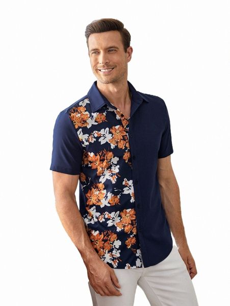 

men's casual shirts men floral print shirt 2022 new v94t#, White;black