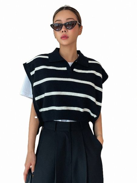 

women's sweaters dazy 1pc striped pattern sweater vest f5d6#, White;black